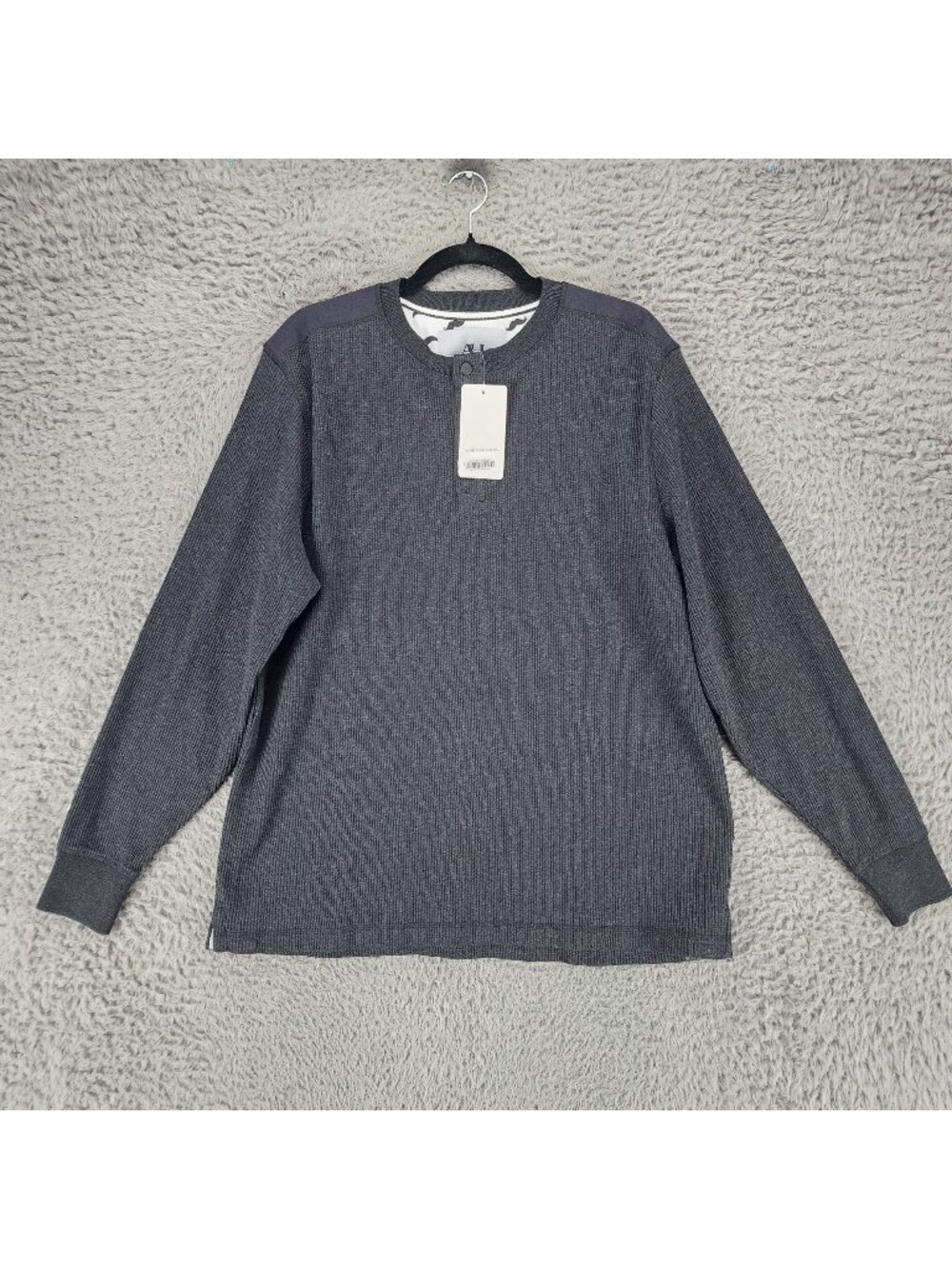 American Heritage Shirt Mens Medium Charcoal Gray Thermal Henley *NWT*